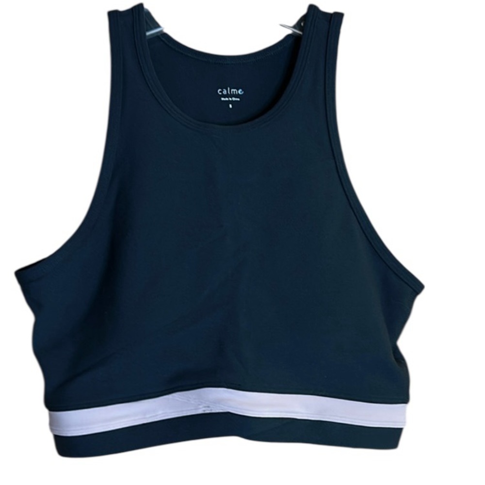 Calme by Johnny Was Black and Pink Criss Crossed Sports Bra